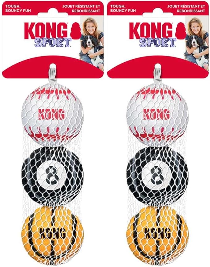 KONG Sport Balls for Dogs – Medium Tennis Ball Size – Extra Bouncy & Durable Dog Balls for Tough Indoor/Outdoor Play – Non-Squeaking Tennis Ball Alternative – 6 Pack