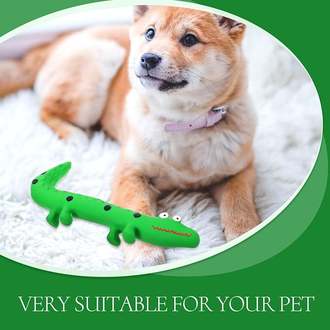 Angoily Squeaky Dog Cat Toy Puppy Toys Interactive Tough Play Fetch, No Stuffing, Small, Medium, Large Pet Breed, Reduce Separation Anxiety, 9.5 Inch (Latex Lizard)