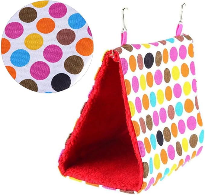 Milisten Triangle Parrot Hammock Cozy Hanging Bed for Pets Warm Round Dot Bird Nest for Parakeets Lovebirds and Cockatoos for Bird Cages and Home Decor