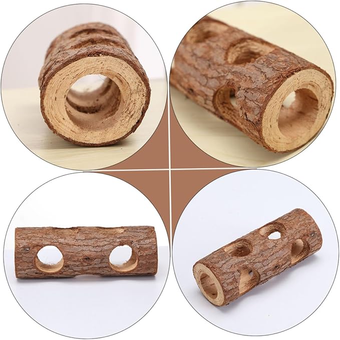 Hamster Wooden Tree Hole 2pcs (15cm 20cm) Natural Chew Tunnel for Small Pets Rabbit Ferret Bird Cage Accessories