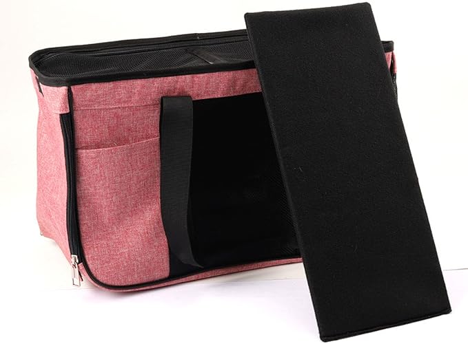 Breathable Cat Carrier with Anti Escape Design, Soft Portable Cat Travel Carrier for Small Pets, Mesh Cat Bag with Pockets and Roll Up Door for Vet Visits Car Travel (Pink with Black)