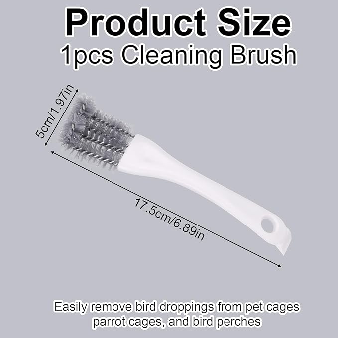Bird Cage Cleaning Brush with Long Handle, Bird Cage Cleaner Durable Droppings Remover Tool Accessories for Pet Parrot Perches