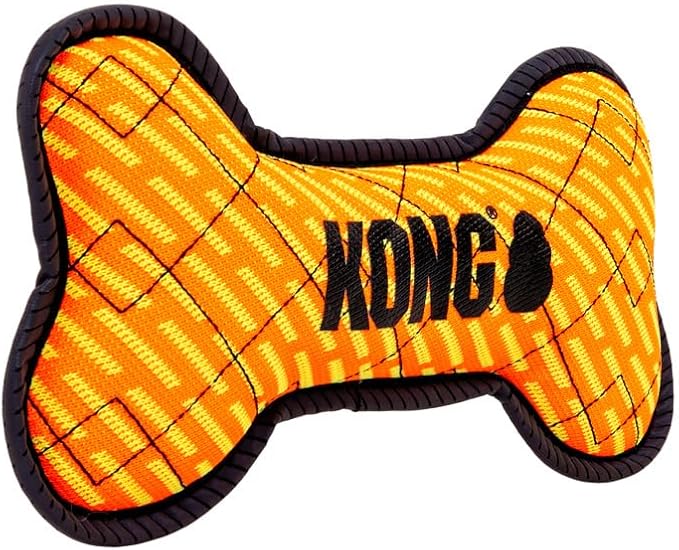 KONG Armor Bone Dog Toy – Medium – Durable Triple-Layered Fabric with Reflective Trim & Squeaker – Assorted Colors – Ideal for Chewing, Fetching & Tugging (Bone, Medium)