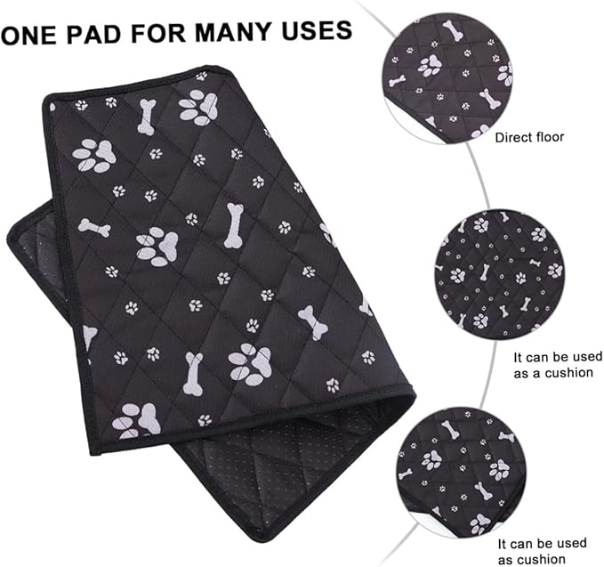 ARTIBETTER Breathable Dog Car Seat Cover with Non-Slip Pet Automobile Pad, Black Bone Paw Print, M Size 50x35cm, Lightweight Protective Back Seat Mat for Dogs in Car Travel