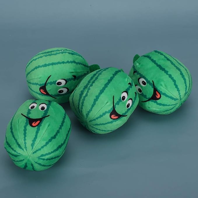 plplaaoo 4Pcs Pet Plush Watermelon Toy Set, Squeak and Chew Interactive Toys for Dogs and Cats, Material, Relieves Boredom and Anxiety