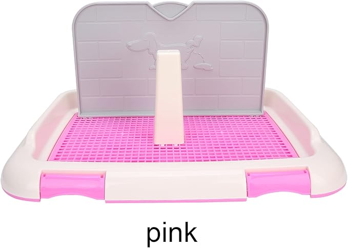 Pet Dog Toilet Litter Box, Portable Indoor Puppy Training Toilet Tray Cat Potty Fence Dog Scheduled Urination Potty Tray(Pink)