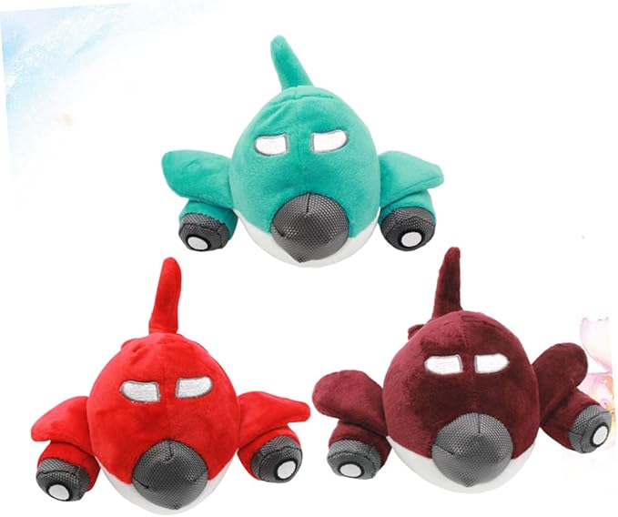 Didiseaon 3pcs Pet Interactive Plane Shape Squeaky Chewing Toy Creative Sound Playing Intellectual Toys for Dogs Cats Red Reduce Boredom Destructive Behavior
