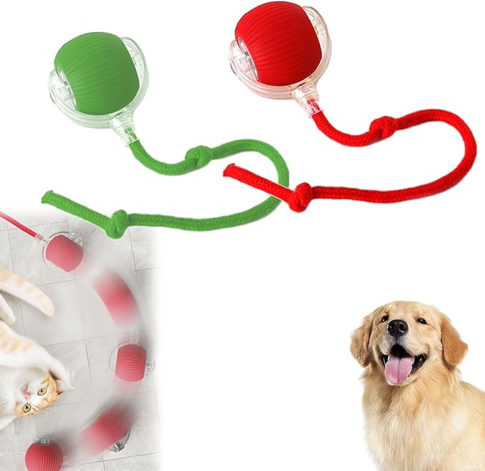 Smart Motion Pet Ball V2, Smart Interactive Rolling Pet Ball, Automatic Obstacle Avoidance ＆ Quiet Cat Toy with a Long Tail, The Ultimate Boredom-Buster for Both Cats and Dogs (A+B)