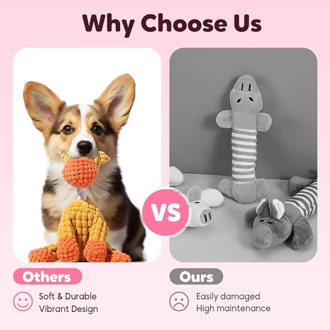 2026 New Dog Toys, Indestructible Plush Dog Toy for Aggressive Chewers, Interactive Squeaky Soft Puppy Chew Toy, Durable Teething Toys for Small Medium Large Dogs (Green+Brown)