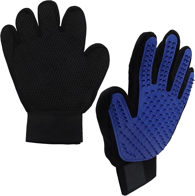 Pet Grooming Gloves, Efficient Hair Removal Gloves for Dogs and Cats, Gentle Deshedding Brushes for Short and Long Hair Pets, 1 Pair, Blue