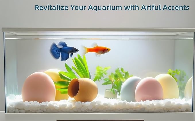 Pastel Ceramic Fish Tank Decorations, Aquarium Decorations, Modern Fish Tank Decor, Dome-Shaped Aquarium Ornaments in Pink, Blue, Yellow, Terra Cotta, Multi-Color Set for Aquatic Habitat