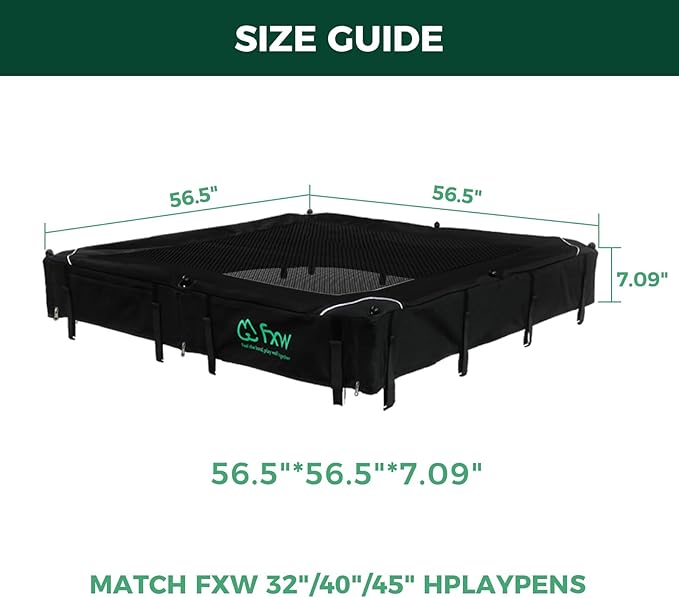 FXW Homeplus Indoor Dog Playpen with Square Mesh Top Cover for Escape Prevention, 40 Inch 8 Panels Heavy Duty Dog Pen for Medium and Large Dogs, Black│Patented