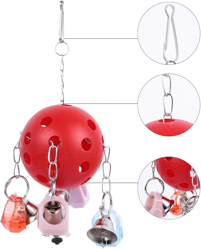 Colorful Parrot Bell Ball Hanging for Bird Cage Chewable Climbing with Ringing Bells Stress Relief and Entertainment for Pet Birds Suitable for Parakeets and Parrots