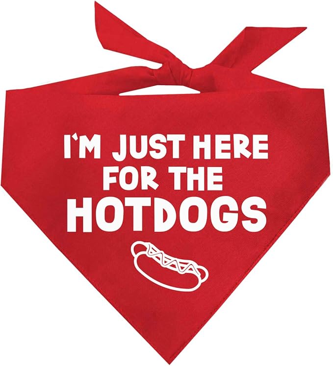 I'm Just Here for The Hot Dogs Dog Bandana (Red, OS 750)