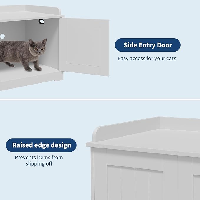Garvee Cat Litter Box Enclosure Furniture Wooden Hidden Litter Box Cabinet Dog Proof Cat Washroom Kitty House with Vent Door