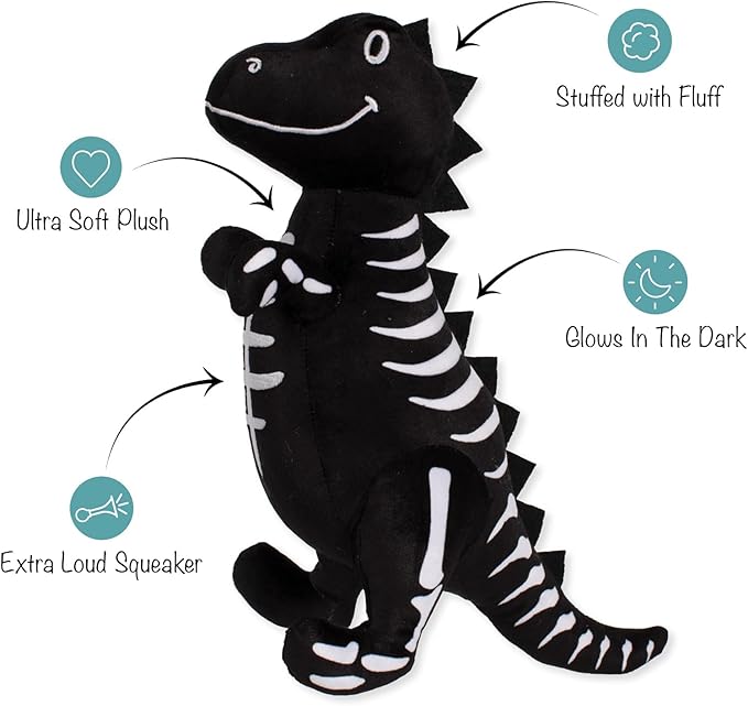 Fringe Studio Pet Toy, Trick RAWR Treat Glows in the Dark Plush Dog Toy, PetShop Collection (314607)