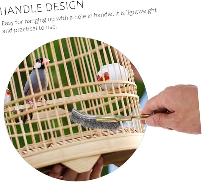 2pcs Wire Brush Cleaner for Bird Cages Copper Cleaning Brushes Handles Essential Pet Supplies for Maintenance