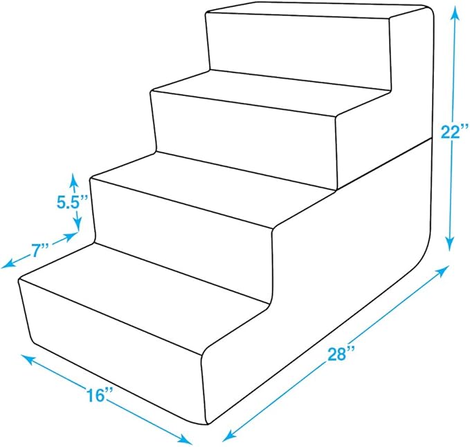 Best Pet Supplies Round Bed for Pet, 4-Step Pet Stair, Grey Linen (Foldable)