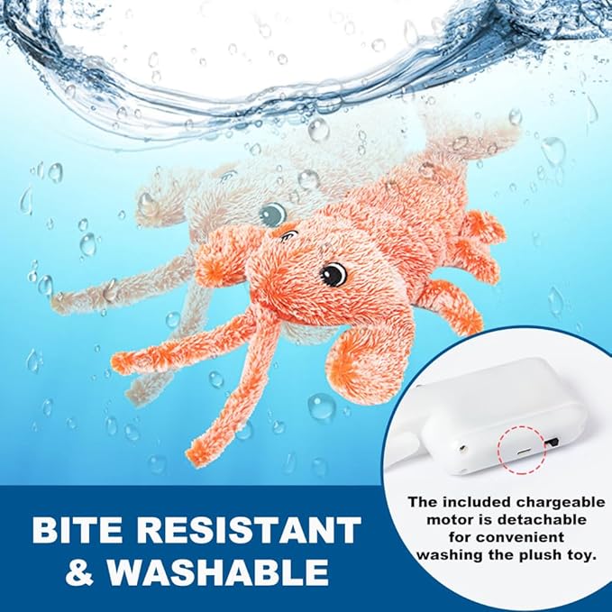 Floppy Lobster Interactive Dog Toy, Funny Wiggly Lobster Dog Toy for Small/Medium/Large Dogs, USB-Rechargeable Dog Chewing Teething Moving Toy for Indoor Outdoor Puppy and Cats