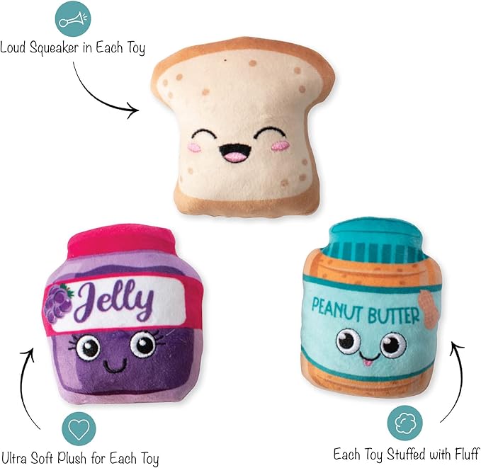 Fringe Studio Plush Dog Toy Set, Sticky Situation, 3 Piece Set, PetShop Collection (289599)