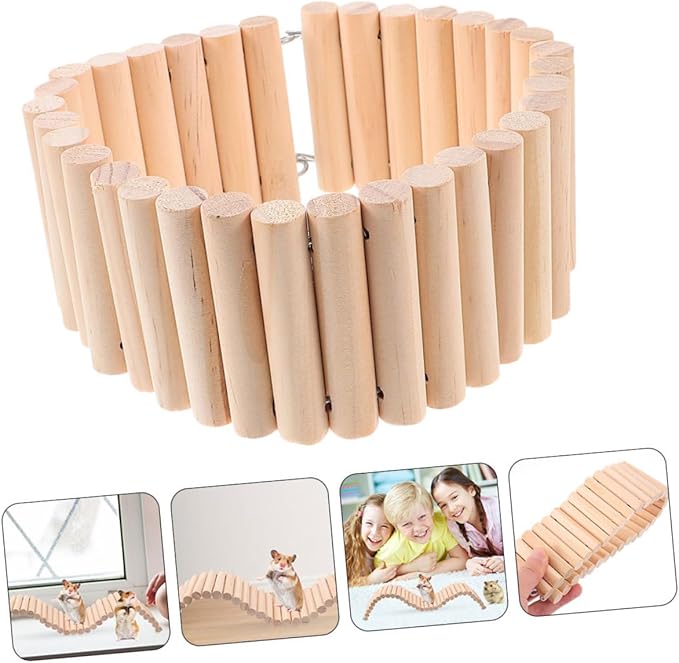 2pcs Crafted Wood Pet Ladder Bridge Safe Climbing Toy for Hamsters Chinchillas Bird Cage Ladder Accessory