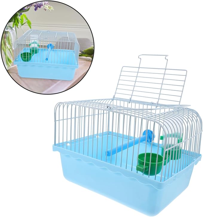 BESPORTBLE Portable Bird Cage for Lovebirds Spacious Carrier with Perch Food Box and Waterer for Travel Construction for Pet Transport