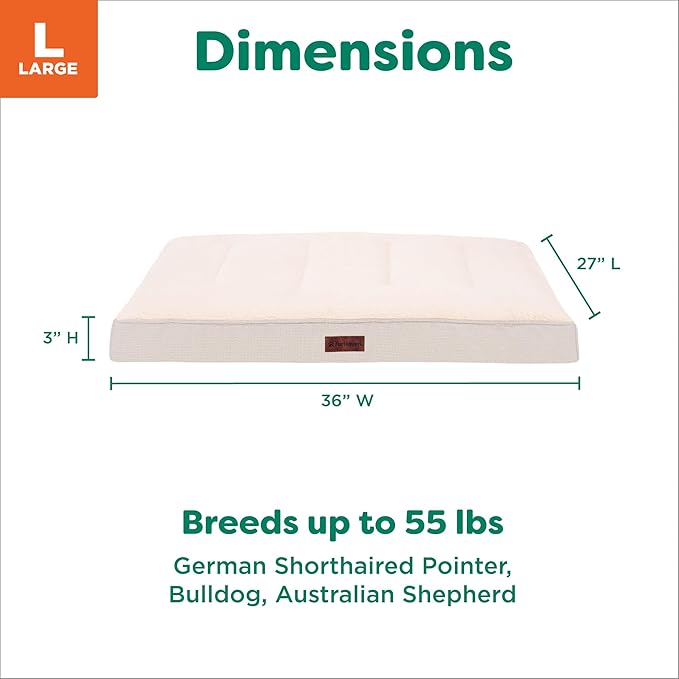 Furhaven Cooling Gel Dog Bed – Classic Cushion with Plush Tufted Top, Supportive Foam Mattress, Removable Washable Cover, Joint Relief - Wheat, Large