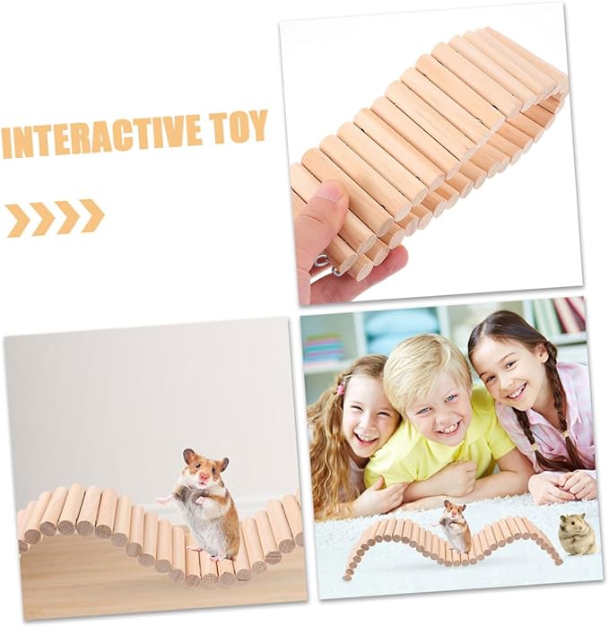 2pcs Crafted Wood Pet Ladder Bridge Safe Climbing Toy for Hamsters Chinchillas Bird Cage Ladder Accessory
