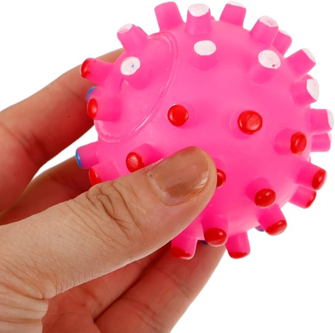 Beavorty Small Thorn Ball Dog Toy with Squeaker 2.75 Inch Vinyl Chew Ball Quack Sound Pet Toy for Interactive Play Stress Relief Cats Dogs