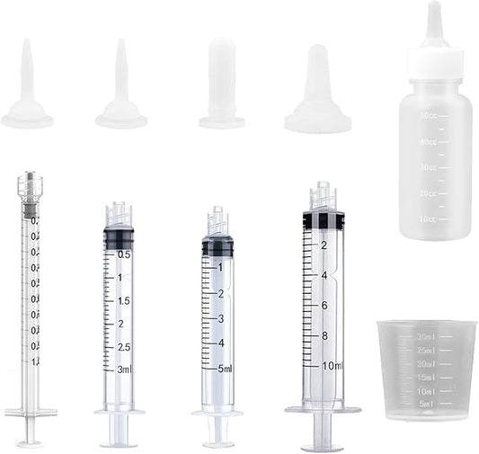 Suxgumoe Kitten Puppy Feeding Bottles and Syringes with Nipples, Small Animals Milk Bottles Feeding Tools for Newborn Kittens, Puppies, Rabbits