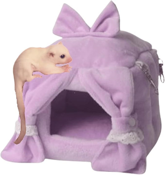 Warm Sugar Glider Nest Bird Cage Accessory Hamster Hammock Swing Parrot Small Animal Hanging Bed for Parrot Squirrel Cockatiel (Purple,Small)