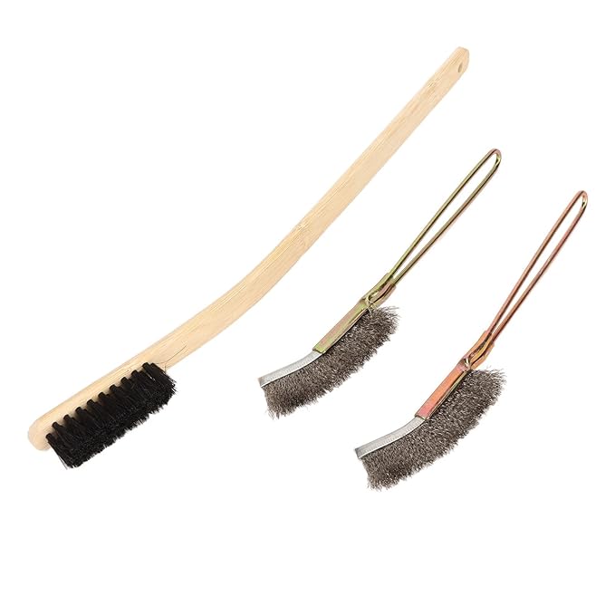 Bird Cage Cleaning Brush, Brushes Steel Long Handle Bird Cage Cleaning Tool Birdcage Accessory with 3 Size Options for Small Animal Enclosures Brush, Wood