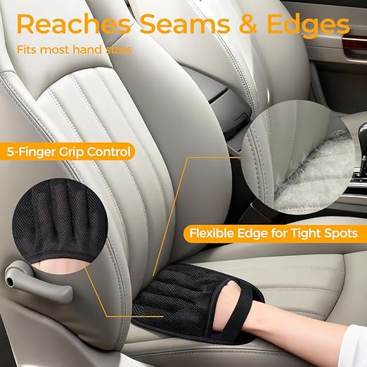 Electrostatic Pet Hair Removal Gloves, 2-Pack Reusable Washable 5-Finger Grooming Mitts for Dog & Cat Fur, Lint Remover for Couch, Furniture, Carpet, Clothes, Car Seats