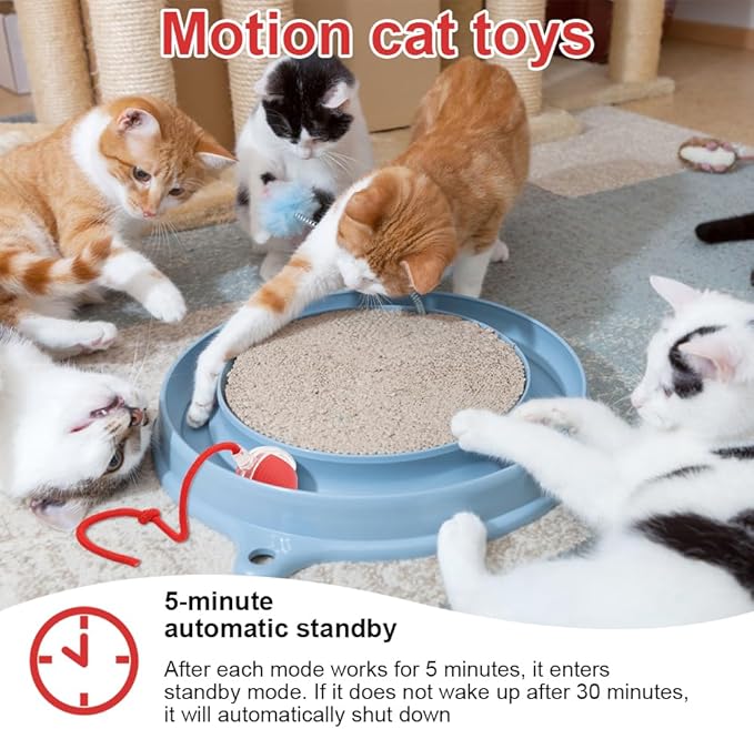 Interactive Cat Toy Ball for Indoor Cats - 2024 New Self-Rolling Dog Ball Automatic 360 Smart Electric Toy Fast Rolling on Carpet for Cats and Dogs (Red)