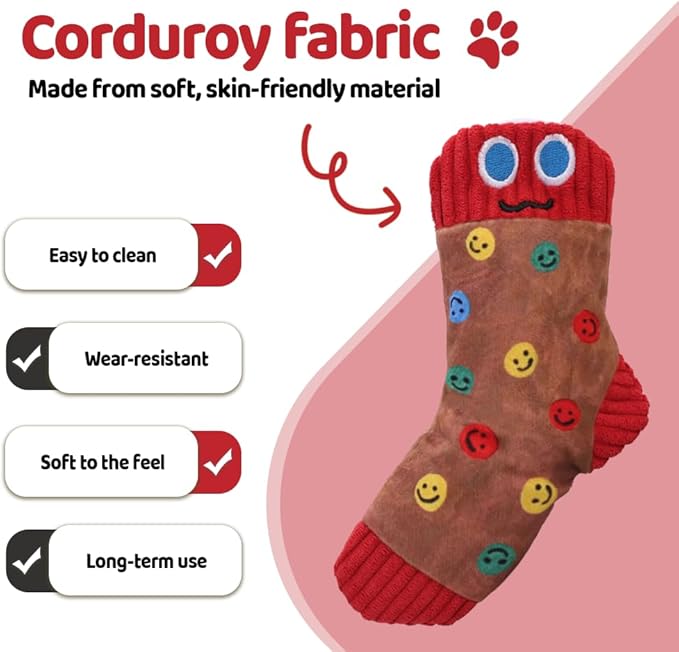 DONGKER Dog Squeaky Toys,6 PCS Stuffed Socks Dog Chewing Toys Built-in Double Sound Physical Structure for Small Medium Dogs Cats Daily Games Training Reward