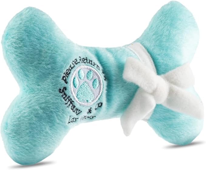 Dog Diggin Designs Sniffany & Co Petite Plush Dog Toy Bone | Luxury-Inspired Parody Designer Bone with Built-in Squeaker, Soft Plush Chew & Play Dog Toy – Prêt-à-Porter Play!