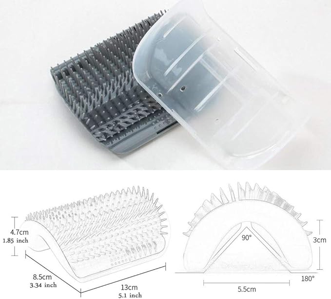 Cat Self Groomer Toy Wall Corner Massage Comb Perfect Massager Brush with Catnip (4 PCS Gray)