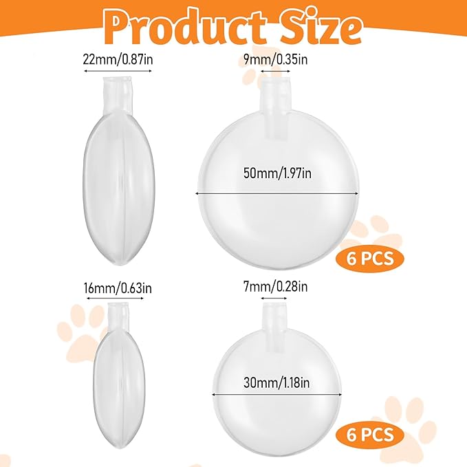12PCS Plastic Squeakers for Dog Toys, 50mm+30mm Dog Squeakers Replacement Clear Noise Maker Insert Replacement Toy Squeaker Fit for Pet Supply Cat Toys, 2 Sizes