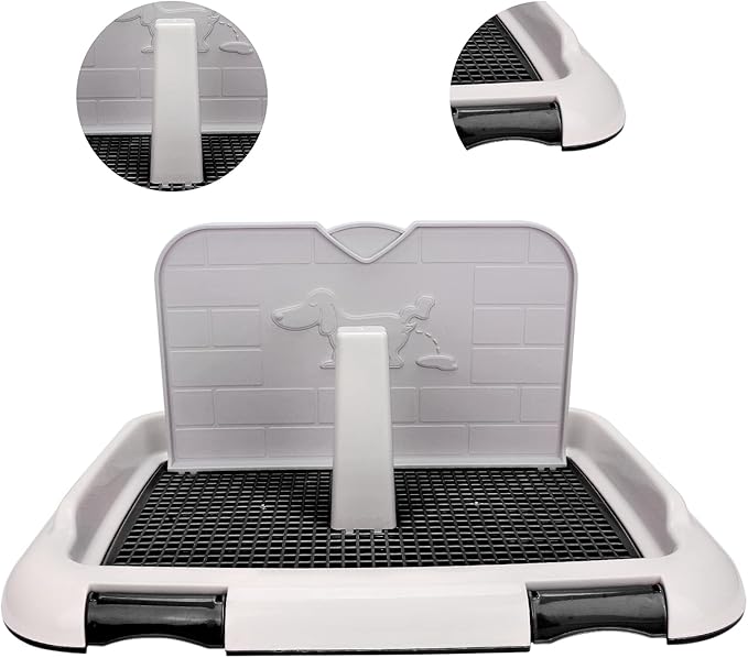 KIMISS Dog Toilet for Home, Indoor Puppy Training Toilet, Cat Potty Fence, Scheduled Urination Potty Tray, Dog Litter Box (Black, 18.3 x 13.9 x 9.3 inches)