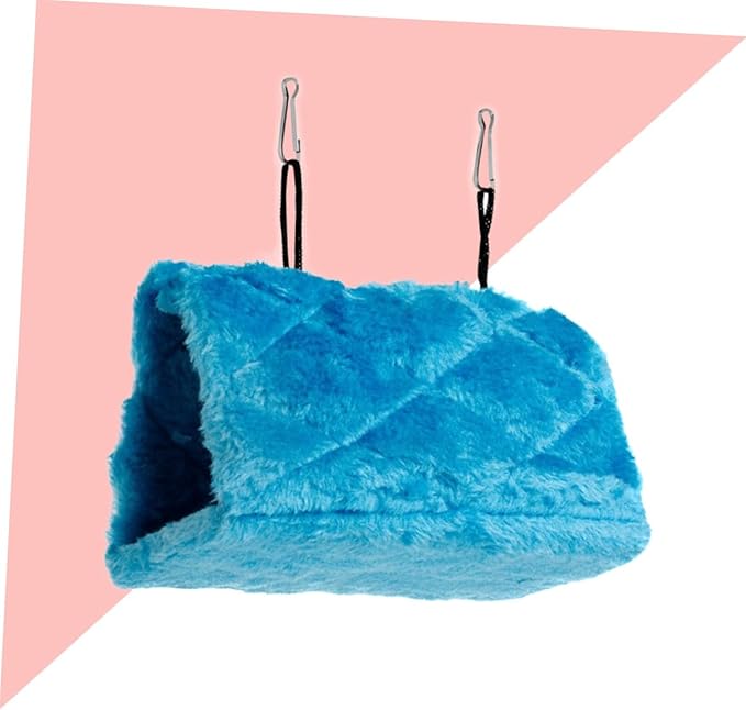 BESPORTBLE Plush Parrot Hammock Bed Cozy Snuggle Cave for Birds Soft Hideaway with for Exercise and Comfort for Parakeets and Lovebirds Blue