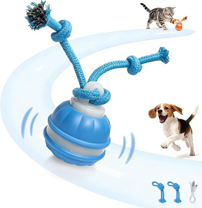 Interactive Dog Cat Toys Dog Ball,Automatic Rolling and Bouncing Moving Dog Toy,Squeaky Rolling Balls with Flashing Light,USB Rechargeable Chew Toys for Puppy Small Dogs, Pet Ball to Keep Them Busy