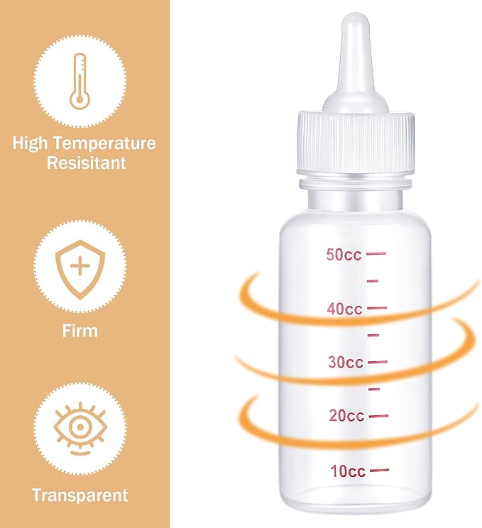 Sadnyy 17 Pcs Kitten Bottle Feeding Kit Puppy Bottles for Nursing Puppy Milk, Liquid Syringes in 1, 5 and 10 ml, Replacement Silicone Nipples, Cleaning Brushes for Newborn Pet Dog Rabbit Goat