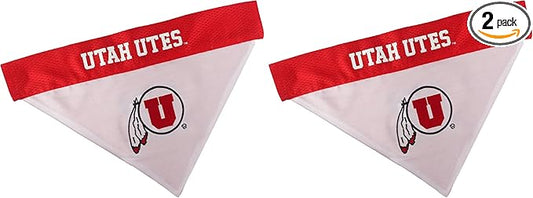 Pets First Collegiate Pet Accessories, Reversible Bandana, Utah Utes, Large/X-Large (Pack of 2)