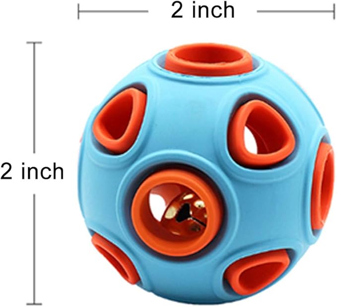 WishLotus Dog Ball Toy, Dog Interactive Toy with Ring Bell Squeak Toys Dog Rubber Bouncy Ball Pet Exercise Game Puzzle Ball to Increase IQ Search & Catch Bite Resistant Chewing Toy (S, Orange&Blue)