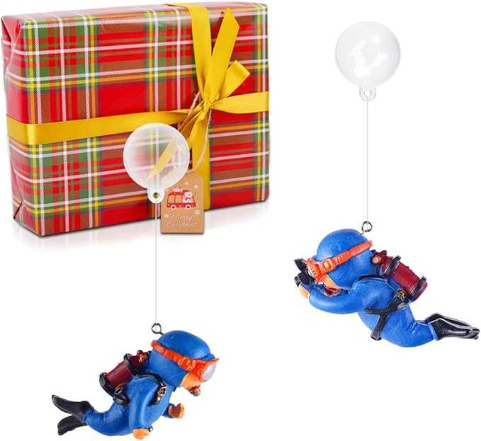 Gift Wrapped 2 Pack Fish Tank Decorations, Cute Diver Aquarium Ornaments Decor Toy with Funny Floating Device Aquarium Accessories for All Kinds of Fish and Aquatic Pets (2Pcs Blue G)