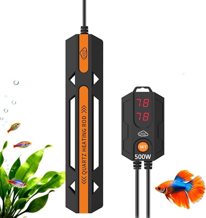 QZQ Aquarium Heater, 500W Fish Tank Heater with Temperature Controller, Leaving Water Automatically Stop Heating, Overheating Protection, Turtle Tank Heater for Freshwater & Saltwater