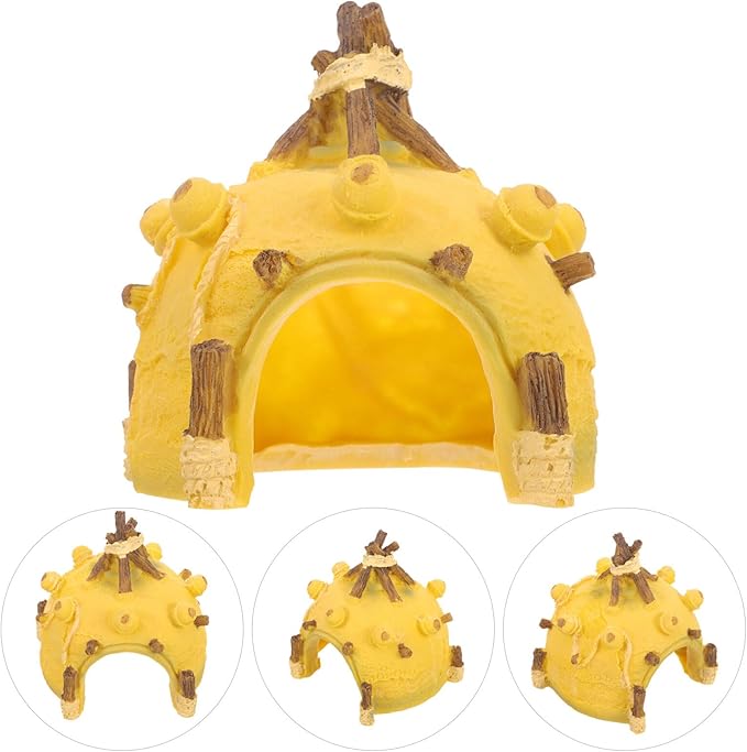 Ipetboom Aquarium Hideout Tent-Shaped Fish Cave Ornament for Fish Tank Decor Vivid Landscape for Aquatic Pets to Play and Rest