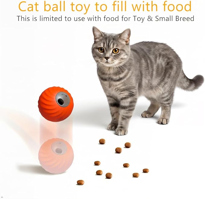 Interactive Pet Food Dispensing Ball, Electronic Treat Puzzle Toy for Cats and Small Dogs, 2.83 Inch Diameter, USB Type-C Charging (Blue)