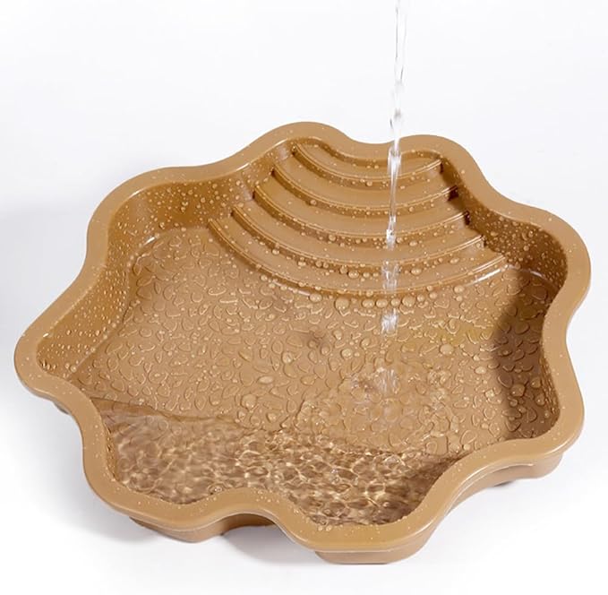 Turtle Bathing Pool, Reptile Feeding Dish Water Pot, Landscape Fish Tank Decoration, Lizard Turtle Bathing Pool for Aquatic Climbing Pet - Earthy Yellow