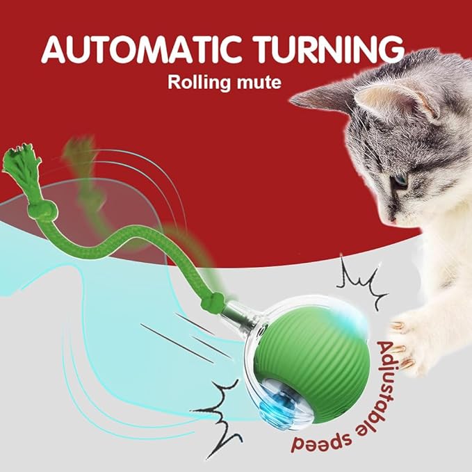 Interactive Rolling Cat Dog Ball Toy, Smart Automatic Moving Cat Toys for Indoor Cats, Self-Rolling Interactive Cat Toy Ball for Kittens & Small Dogs, Fun Gifts for People Who Love Cats (Blue)